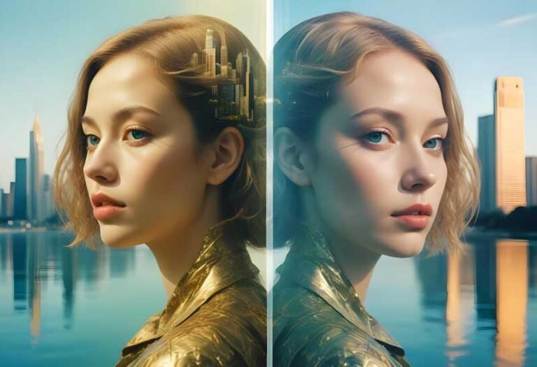 Woman with gold hair by skyline — Aipick Zone