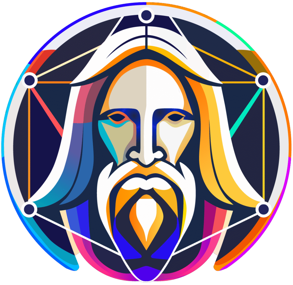Jesus face with colorful geometric design — Aipick Zone