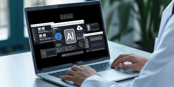 Person on laptop with apps — Aipick Zone